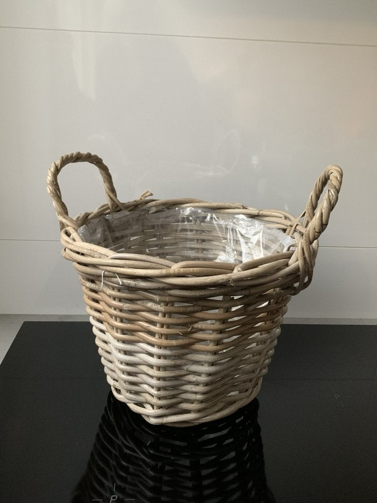 Plantenmand Riet mand 23 cm hoog 29 cm diameter Rotan NIEUW, Overige materialen, Rond, Nieuw, Ophalen of Verzenden