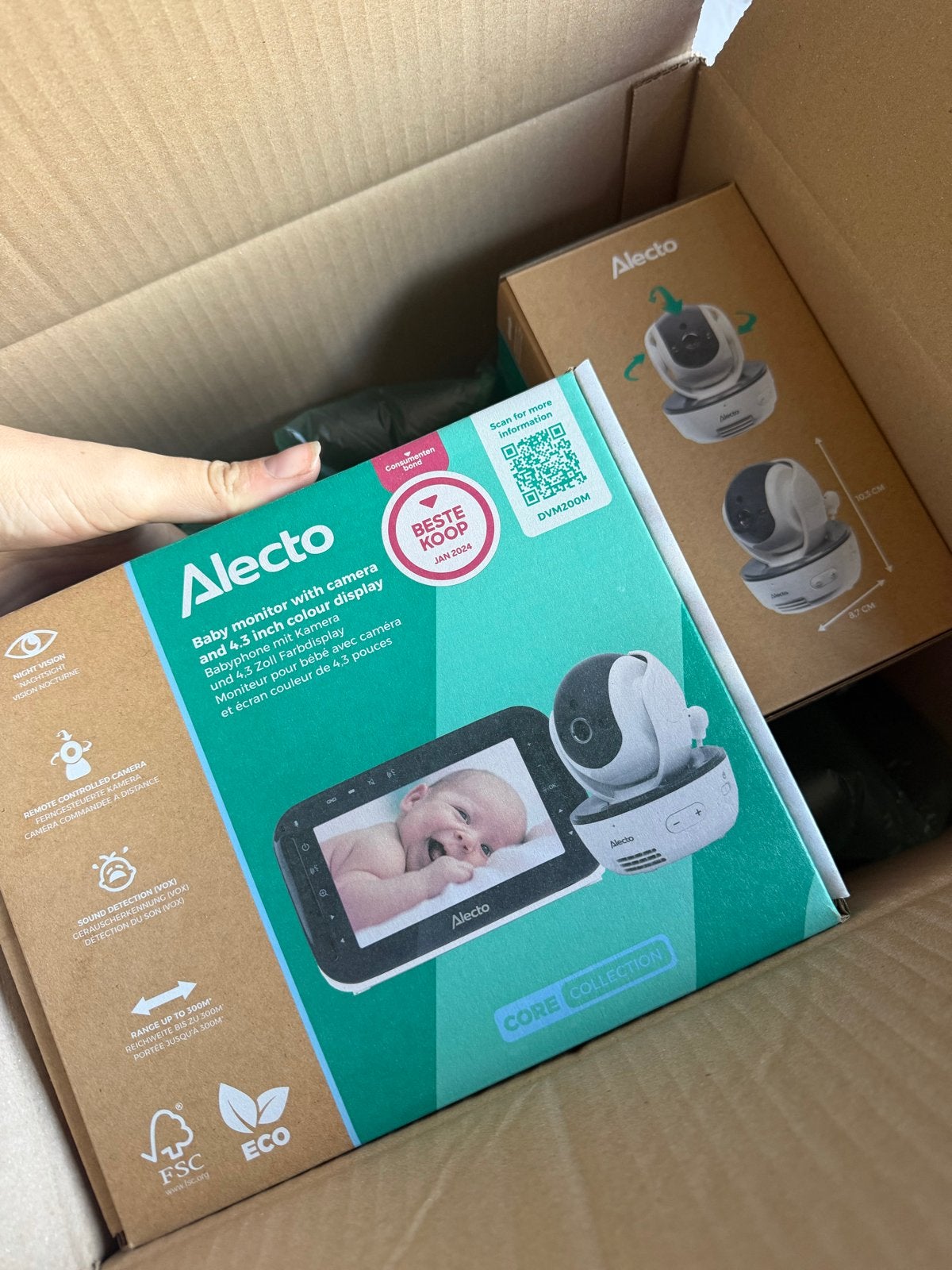 Alecto Babyfoon DVM200M met 2 camera’s en 4.3 inch display, Ophalen of Verzenden, Nieuw, 250 meter of meer, Camera