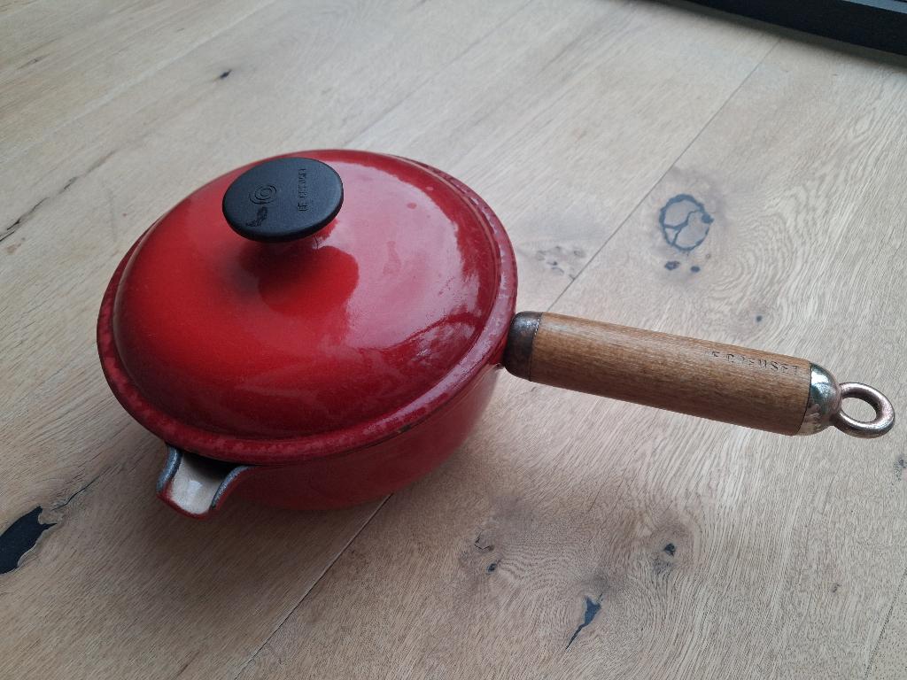 Creuset steelpan, Ophalen of Verzenden, Gebruikt, Gietijzer, Koekenpan of Braadpan