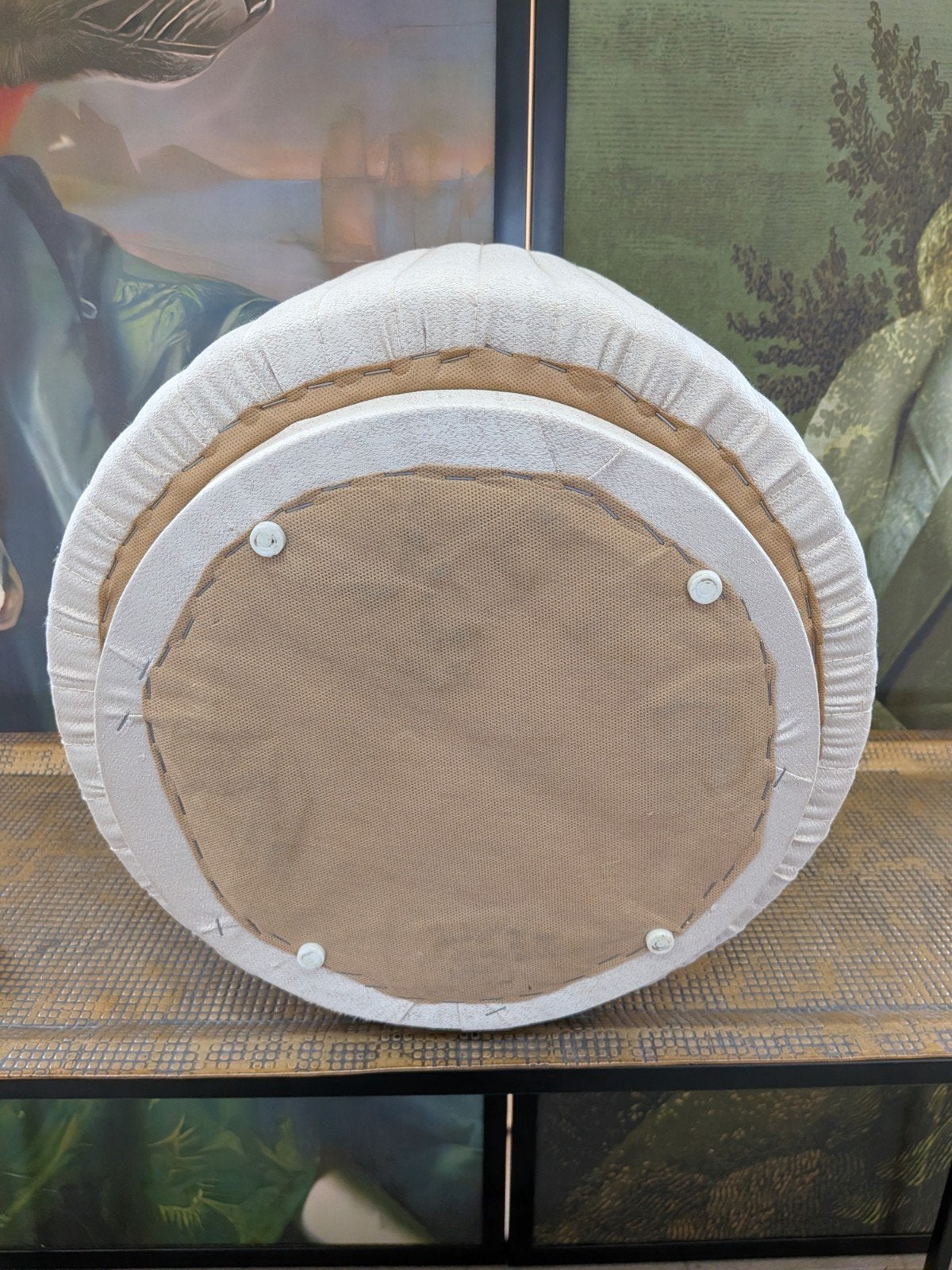Stijlvolle Crèmekleurige Poef/Voetenbank - Zo goed als nieuw, Minder dan 50 cm, Minder dan 50 cm, Ophalen of Verzenden, Zo goed als nieuw