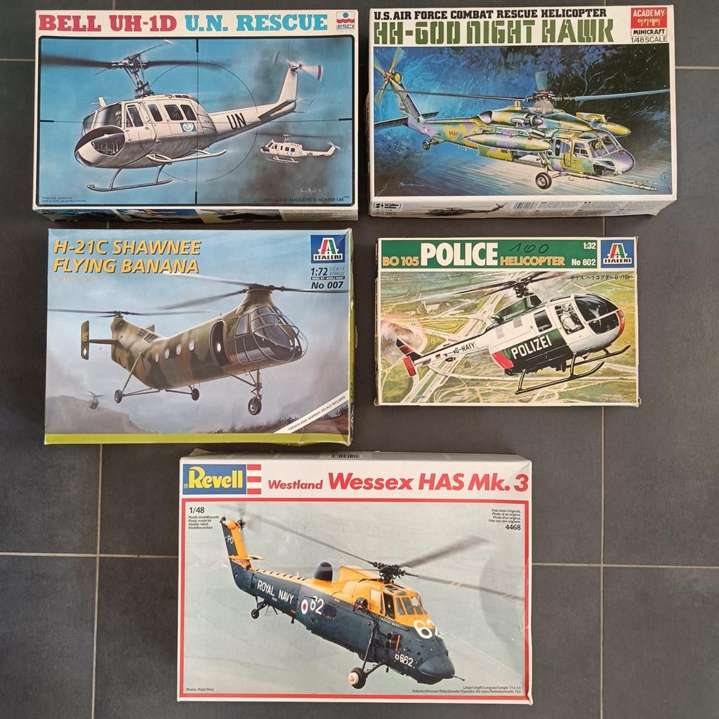 Modelbouw helikopters Revell,Italeri,Esci,Academy., Hobby en Vrije tijd, 1:72 tot 1:144, Ophalen of Verzenden, Zo goed als nieuw