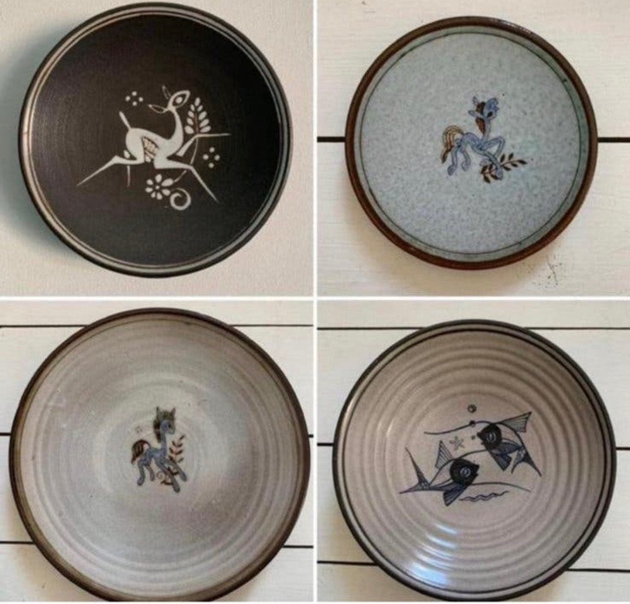 AMHA bord wandbordje vintage vissen paard hert, Antiek en Kunst, Ophalen of Verzenden