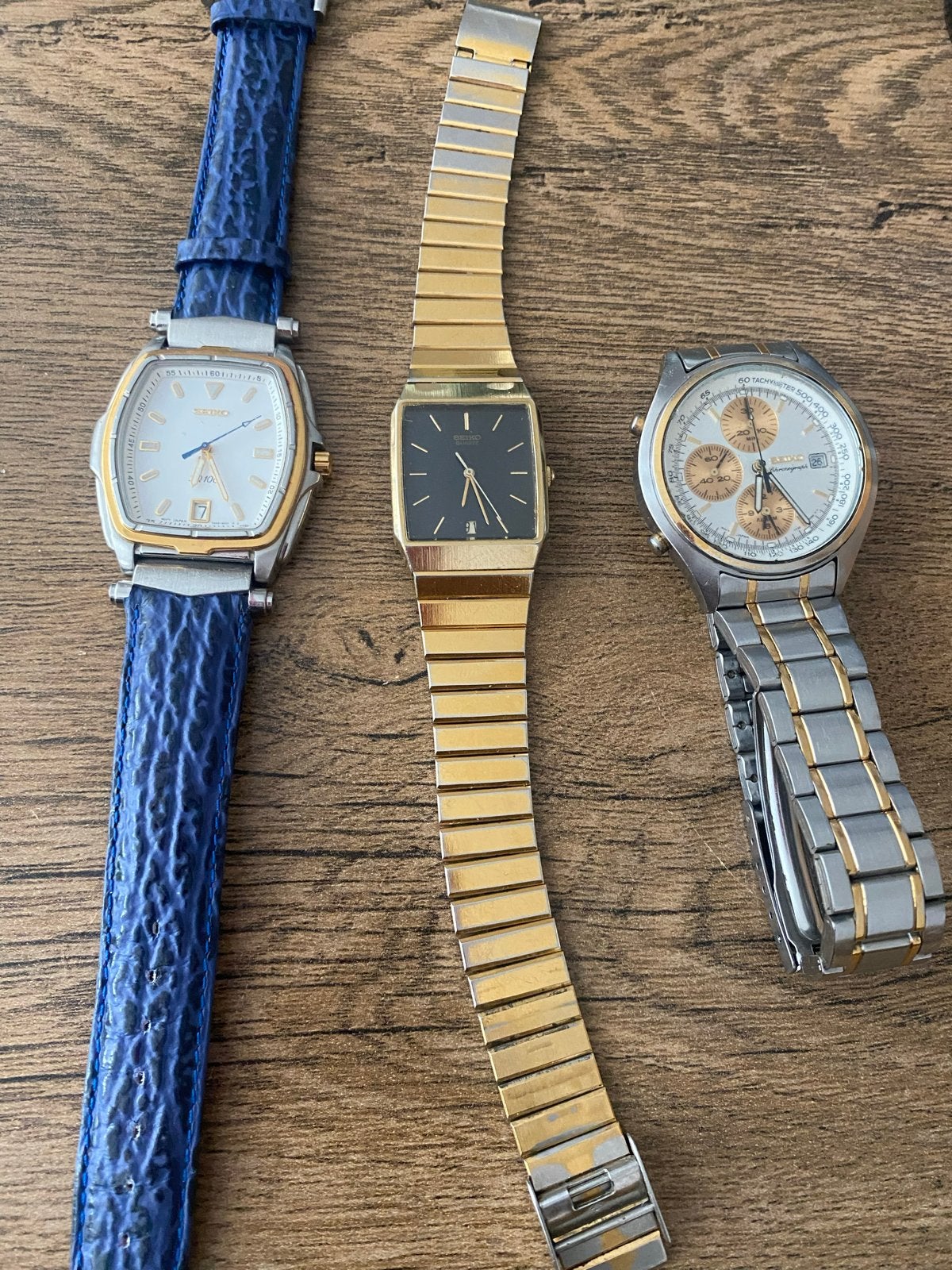 Seiko horloges - 2x datum defect, 1x chronograaf knop def, Sieraden, Tassen en Uiterlijk, Horloges | Heren, Seiko, Gebruikt, Staal