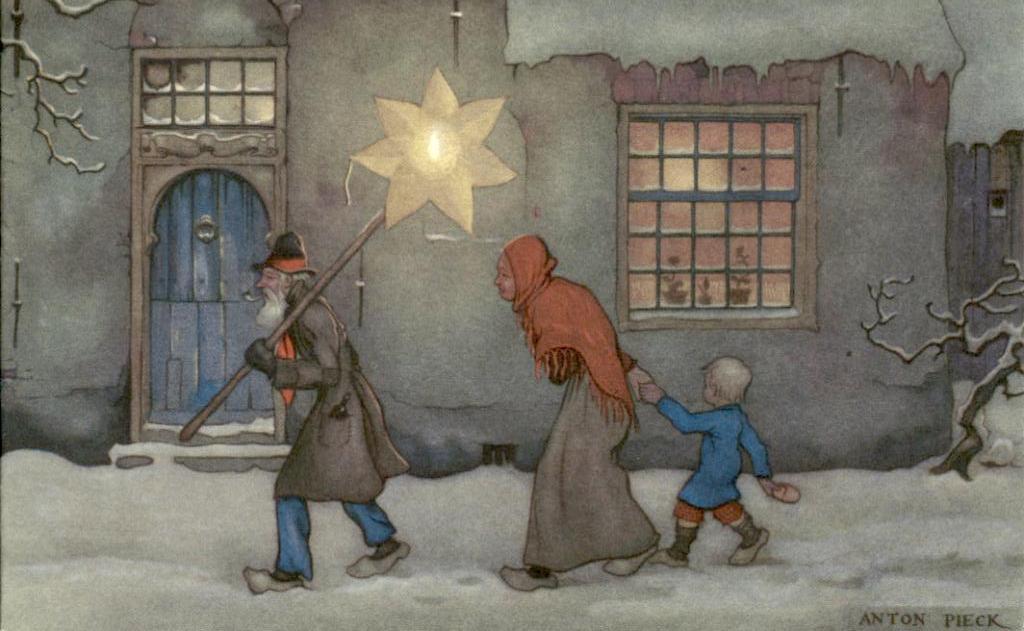 Voor het kind, man met kerstster, Anton Pieck 1973, Verzenden, 1960 tot 1980, Gelopen, Feest(dag)