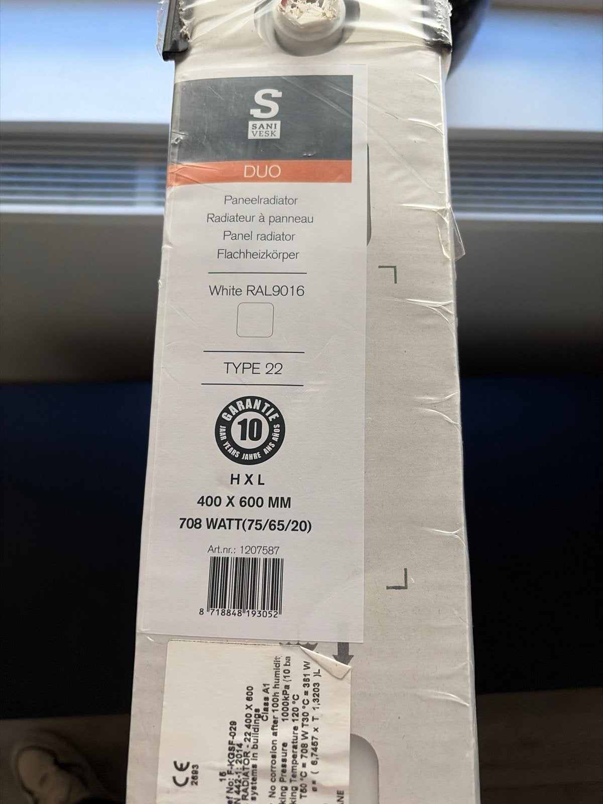 Sani Vesko Paneelradiator 400x600mm 708W Wit RAL9016, 30 tot 80 cm, 500 tot 800 watt, Radiator, Nieuw