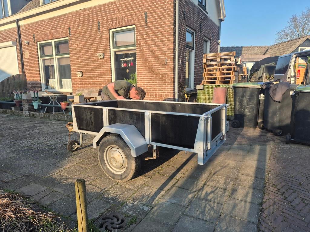 Aanhanger 2x1m, aluminium bodem, nieuwe banden en opbouw, Auto diversen, Aanhangers en Bagagewagens, Ophalen, Gebruikt