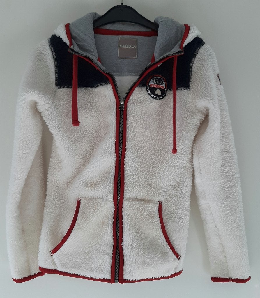 Napapijri wit met zwart teddy vest Maat XS, Ophalen, Overige kleuren, Zo goed als nieuw, Maat 34 (XS) of kleiner