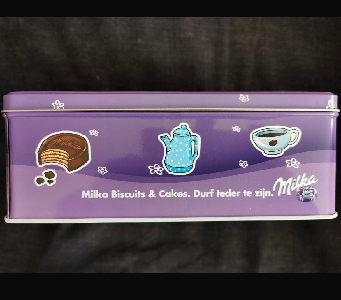 Milka Koekjes trommel 21x23 cm hoog 8,5 cm nieuw, Ophalen of Verzenden, Nieuw, Koek(jes), Overige merken