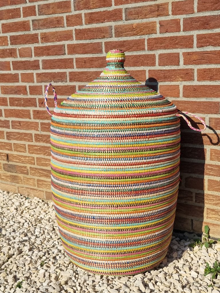 Afrikaanse wasmand opbergmand multicolor, Mand, Rond, Nieuw, Ophalen of Verzenden