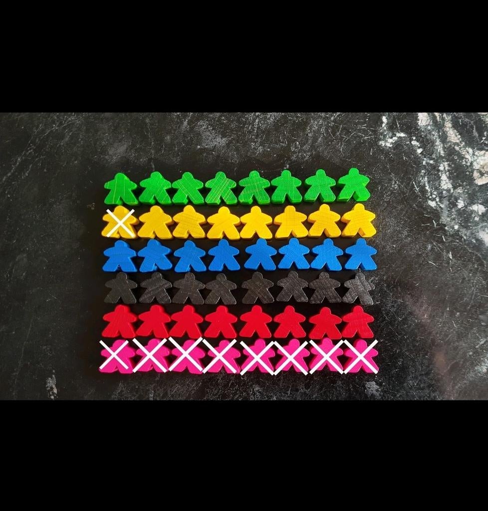 Carcassonne Meeple Set 6 Kleuren Compleet onderdelen, Hobby en Vrije tijd, Gezelschapsspellen | Bordspellen, Zo goed als nieuw