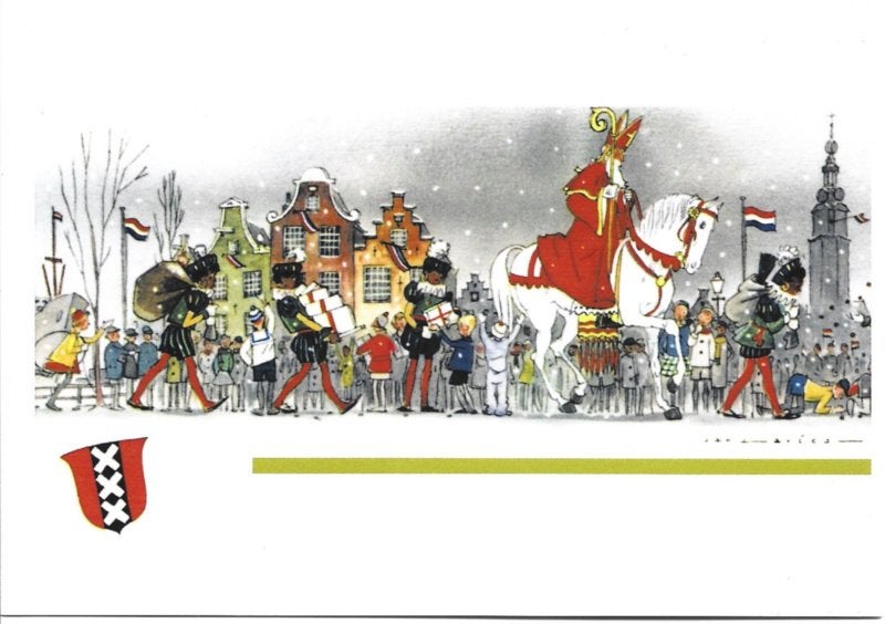 Intocht Sinterklaas in Amsterdam prentbriefkaart [C9656], Verzamelen, Ophalen of Verzenden, 1980 tot heden, Ongelopen, Voertuig