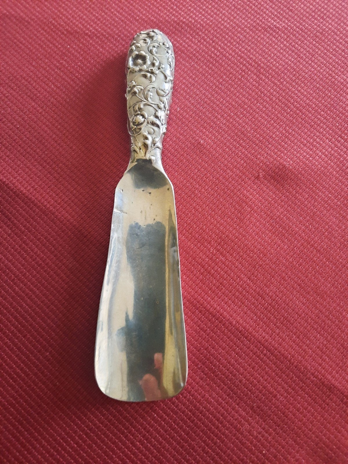 Antieke zilveren schoenlepel met bloemmotief, Ophalen of Verzenden, Zilver