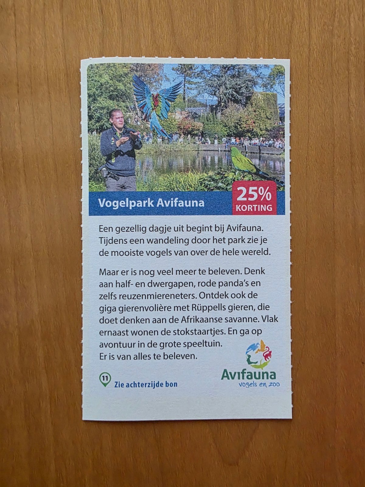 Vogelpark Avifauna 25% korting maximaal 5 personen, Drie personen of meer, Kortingskaart