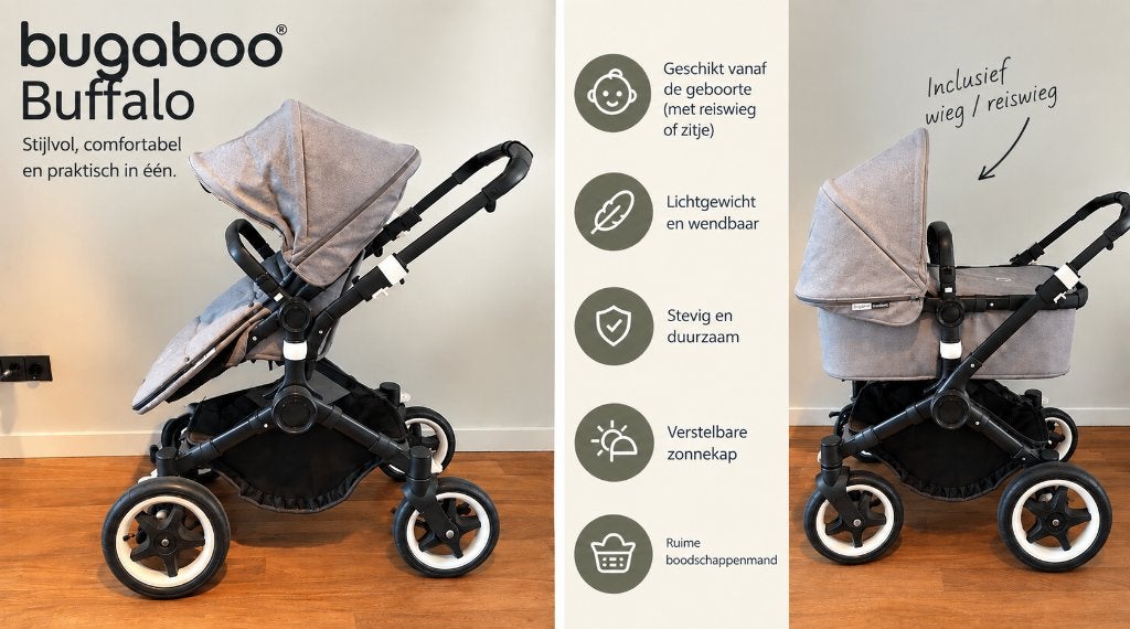 Bugaboo buffalo, Gebruikt, Bugaboo, Verstelbare duwstang, Ophalen