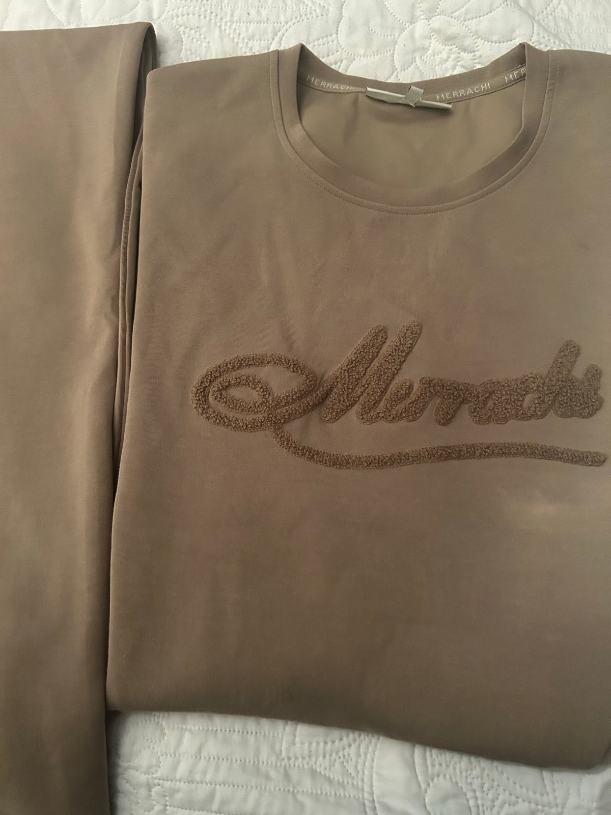 Merrachi twinset, Ophalen of Verzenden, Zo goed als nieuw, Beige, Boven de knie