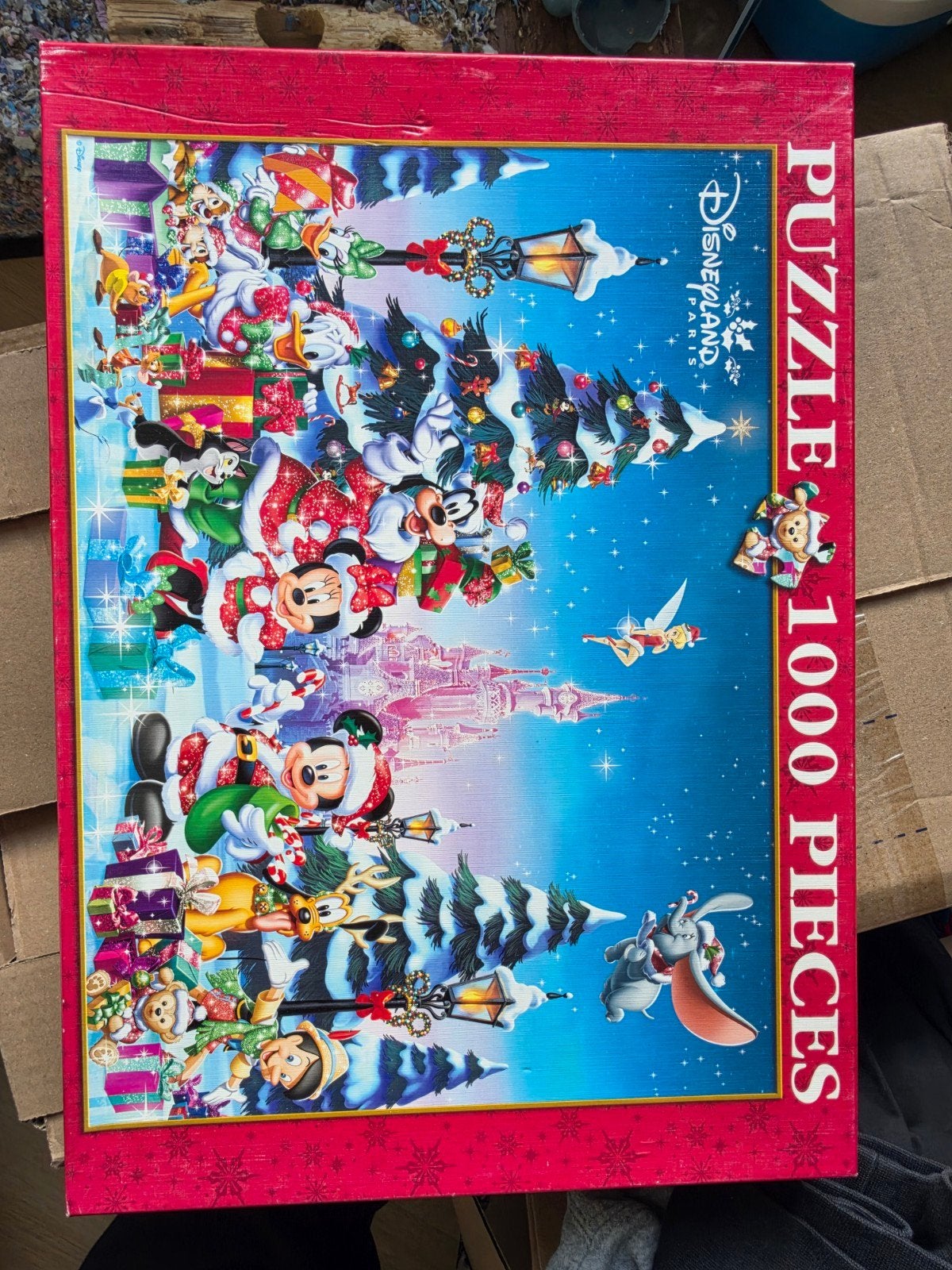 Disney Kerst Puzzel 1000 Stukjes  gouden rand, Ophalen of Verzenden, 500 t/m 1500 stukjes, Gebruikt, Legpuzzel