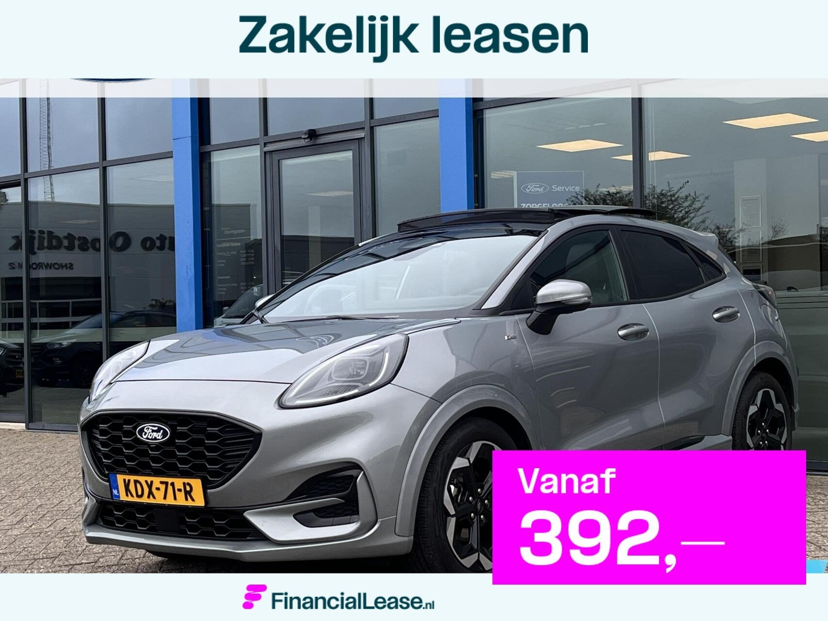 Ford Puma 1.0 EcoBoost Hybrid ST-Line X 155PK Automaat Panod, Zwart, Met garantie (alle), Bedrijf, 155 pk