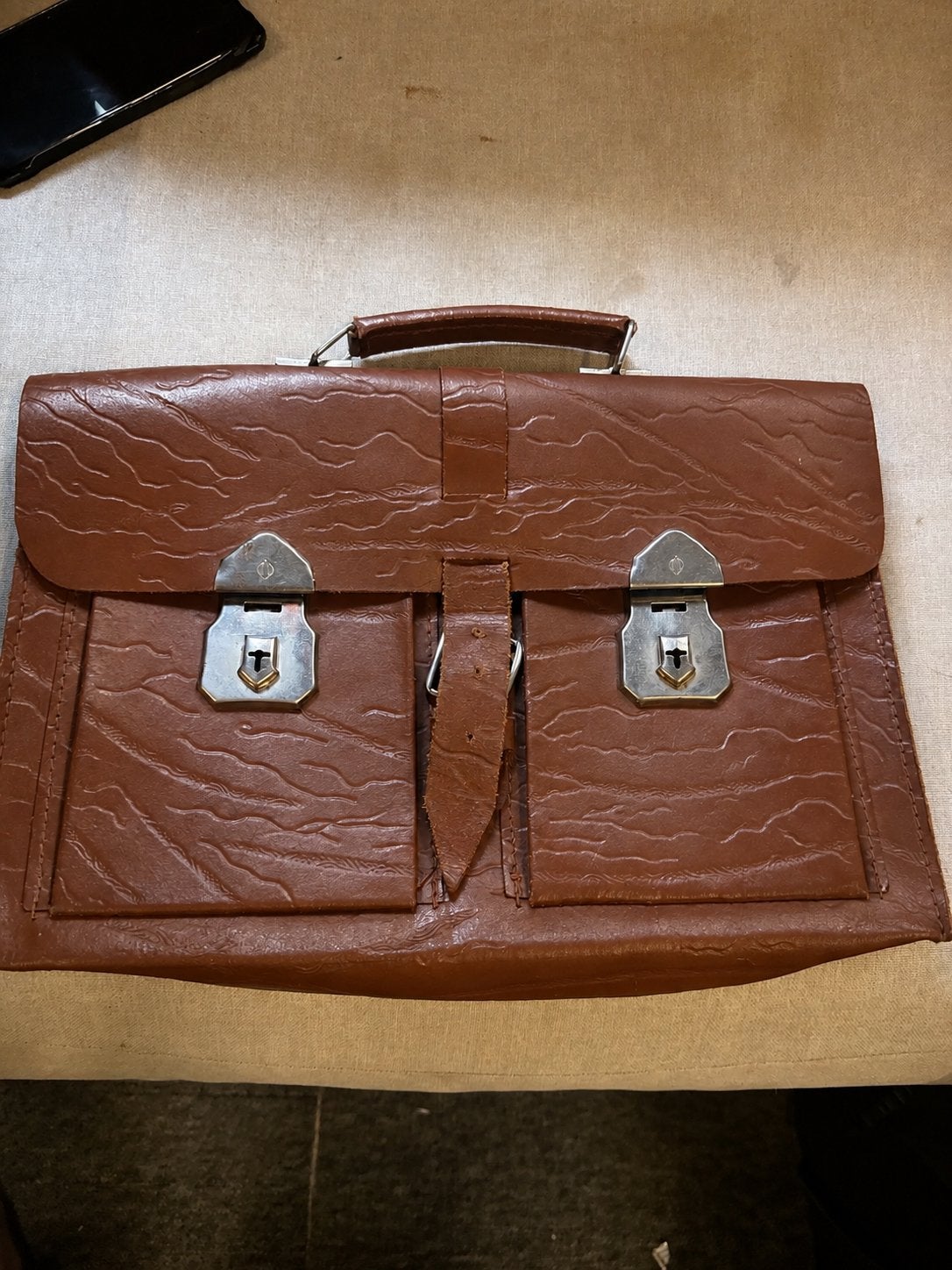 Vintage Bruine Leren Aktetas / Schooltas voor Mannen, Ophalen of Verzenden