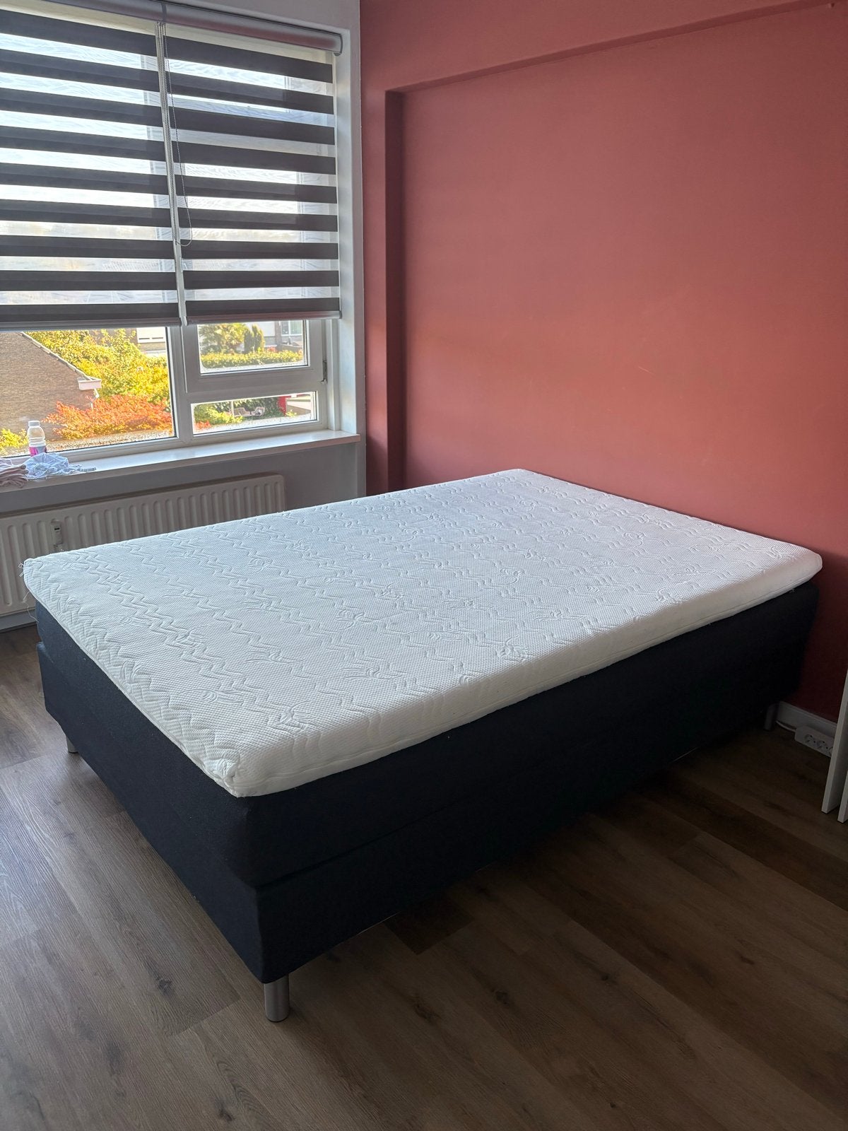 Tweepersoonsbed 140x200 incl. Merino matras en topper, Ophalen, Gebruikt, Zwart, 140 cm