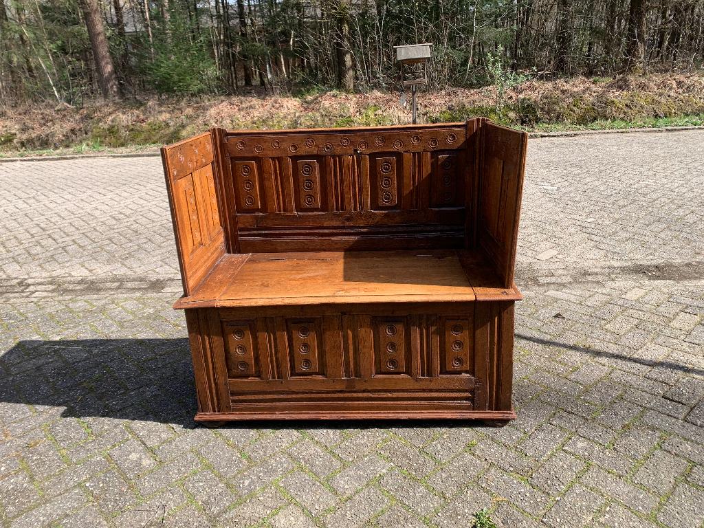 Antieke halbank | klepbank, Antiek en Kunst, Antiek | Meubels | Stoelen en Banken, Ophalen