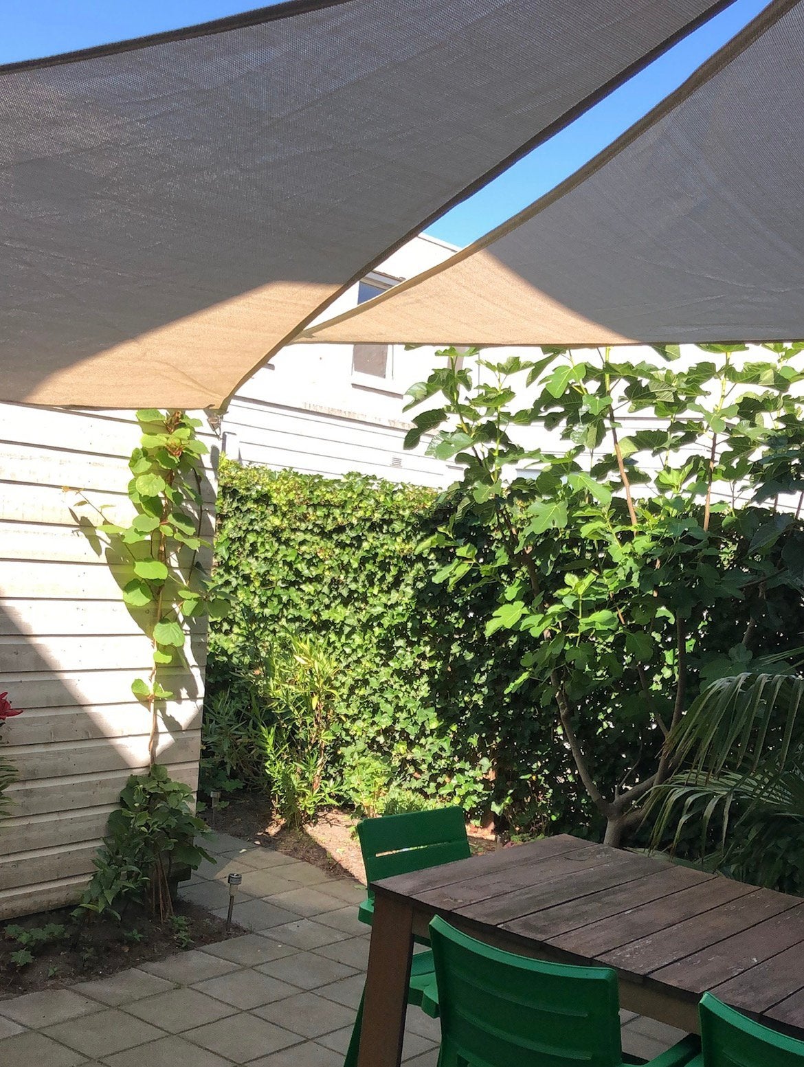 Schaduwdoek (3x) Nesling Coolfit zandkleur 3,5 meter, Tuin en Terras, Schaduwdoeken, Gebruikt, Ophalen of Verzenden