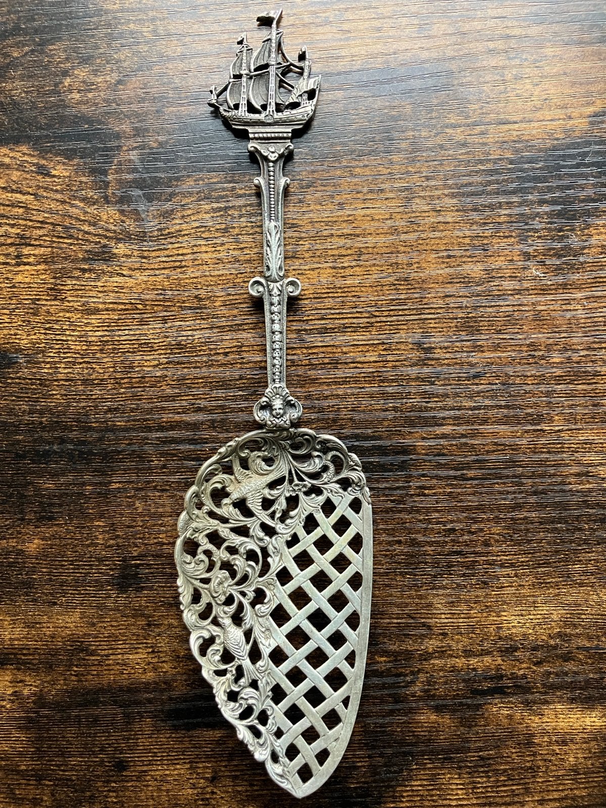 Zilveren Schep met Maritiem Decor, 2e Gehalte, 82 gram, Ophalen of Verzenden, Zilver
