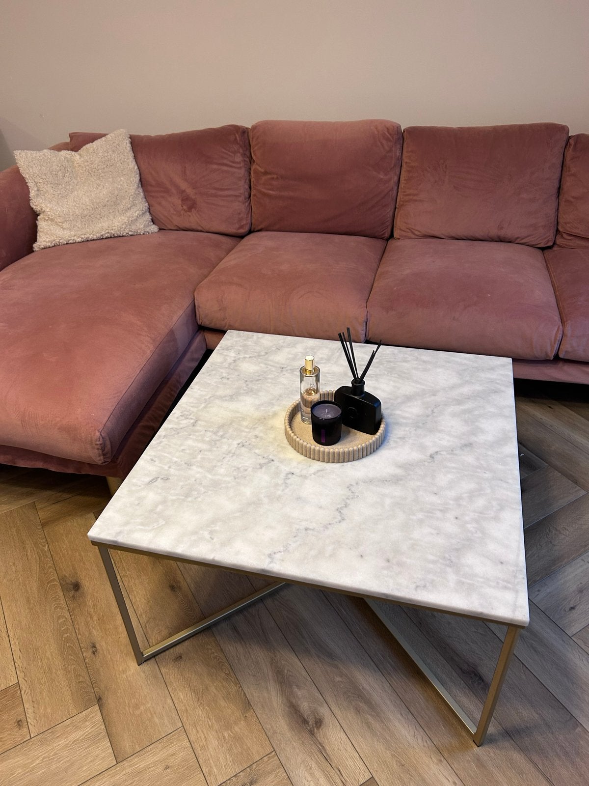 Hoekbank velvet, Huis en Inrichting, Ophalen, 250 tot 300 cm, Gebruikt, Hoekbank