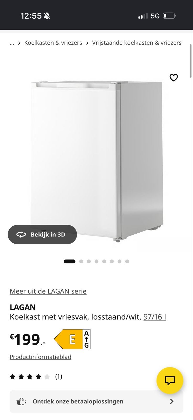 LAGAN Koelkast met vriesvak, losstaand/wit, 97/16 l, 100 tot 150 liter, Nieuw, 45 tot 60 cm, Met vriesvak