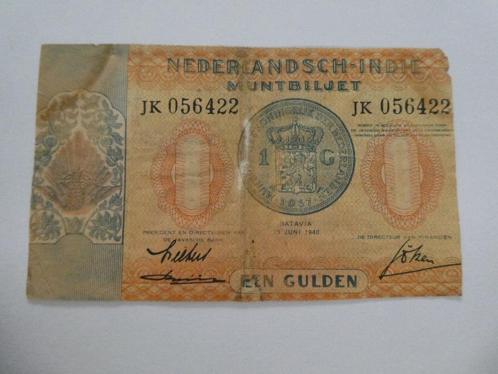 Nederlands-Indië één gulden, 1940, Postzegels en Munten, Bankbiljetten | Nederland, Ophalen of Verzenden, 1 gulden, Los biljet