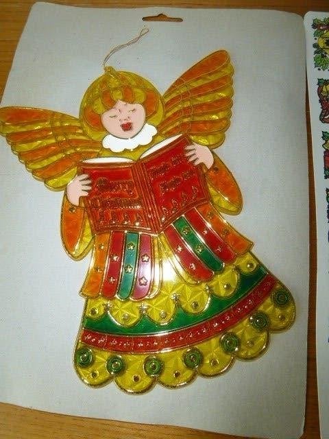 kerst engel en sneeuwpop raamhanger kunststof jaren 80, Ophalen of Verzenden, Zo goed als nieuw