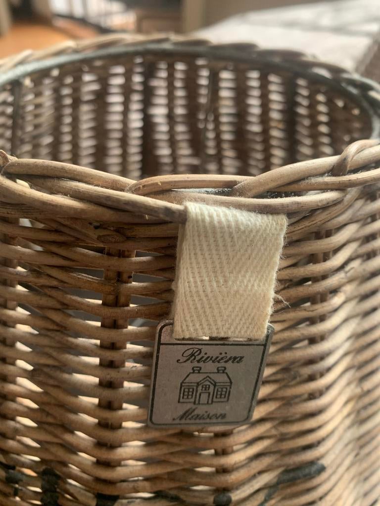 Te koop 3 riviera maison  lampekapjes riet, Ophalen, Bruin, Rond, Zo goed als nieuw