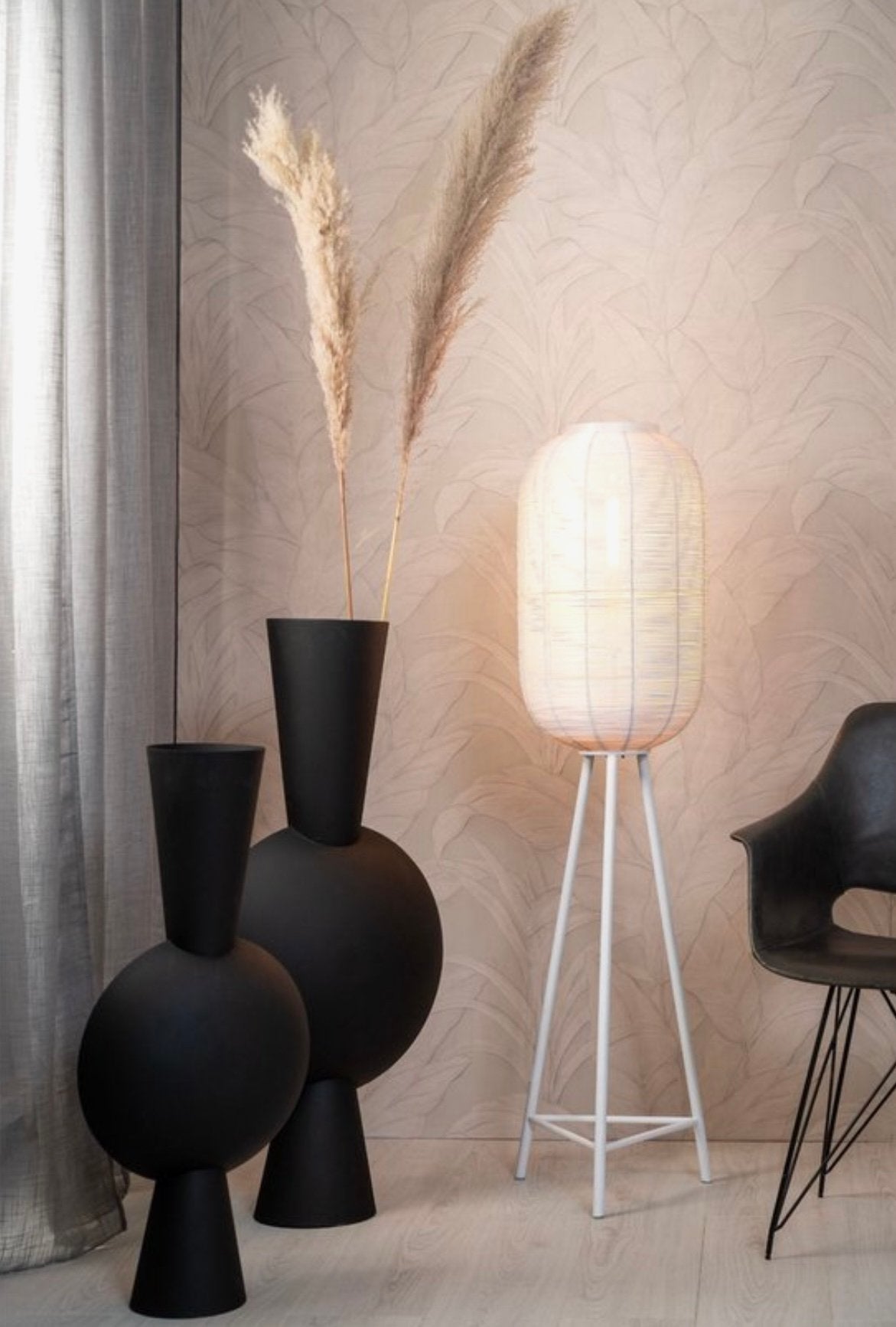 Light & Living vaas Kavandu zwart - 60 cm hoog, Ophalen, Zo goed als nieuw, Minder dan 100 cm