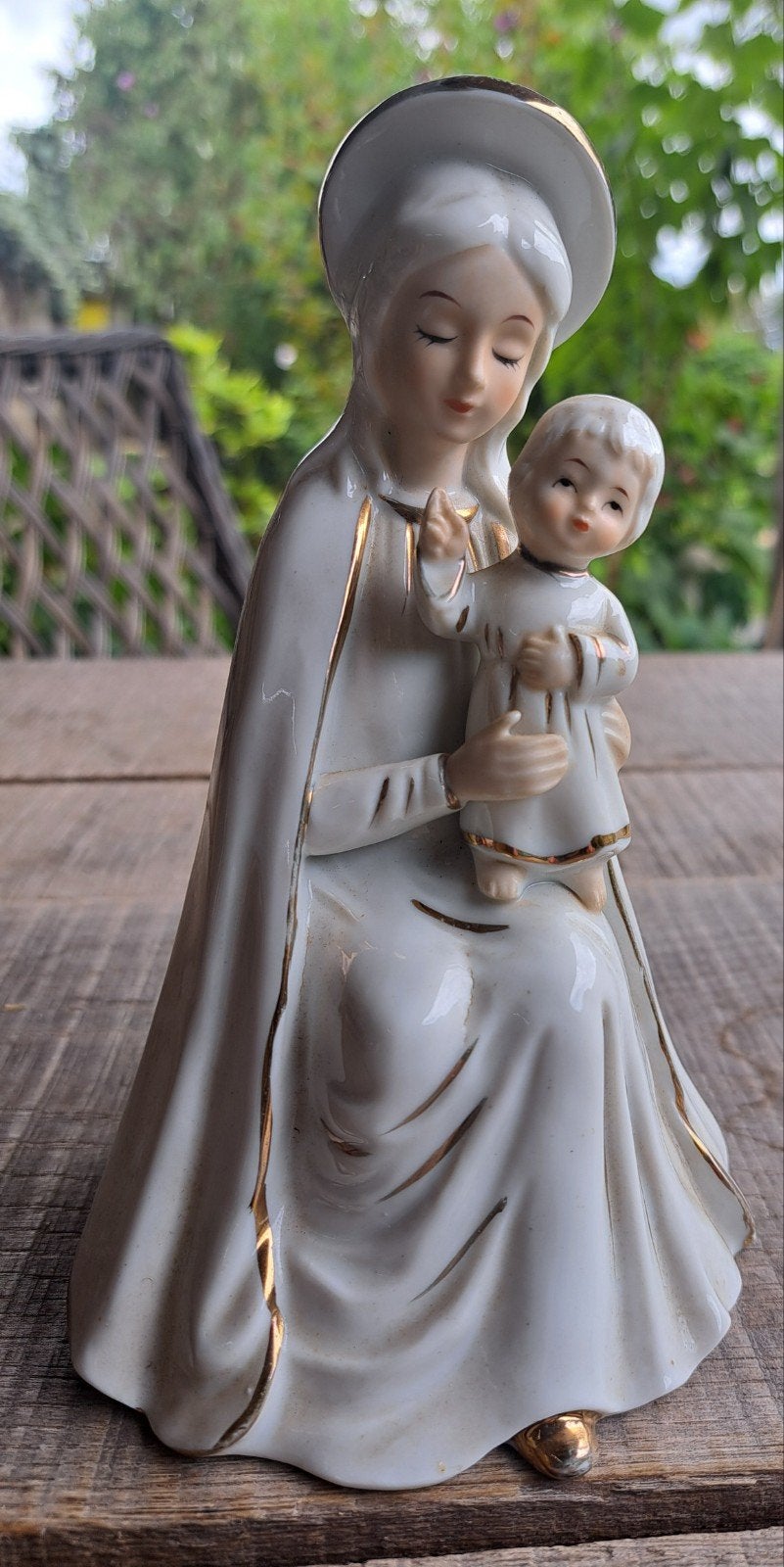 Beeldje Maria met kindje Jezus - Porselein - Korea, Ophalen of Verzenden