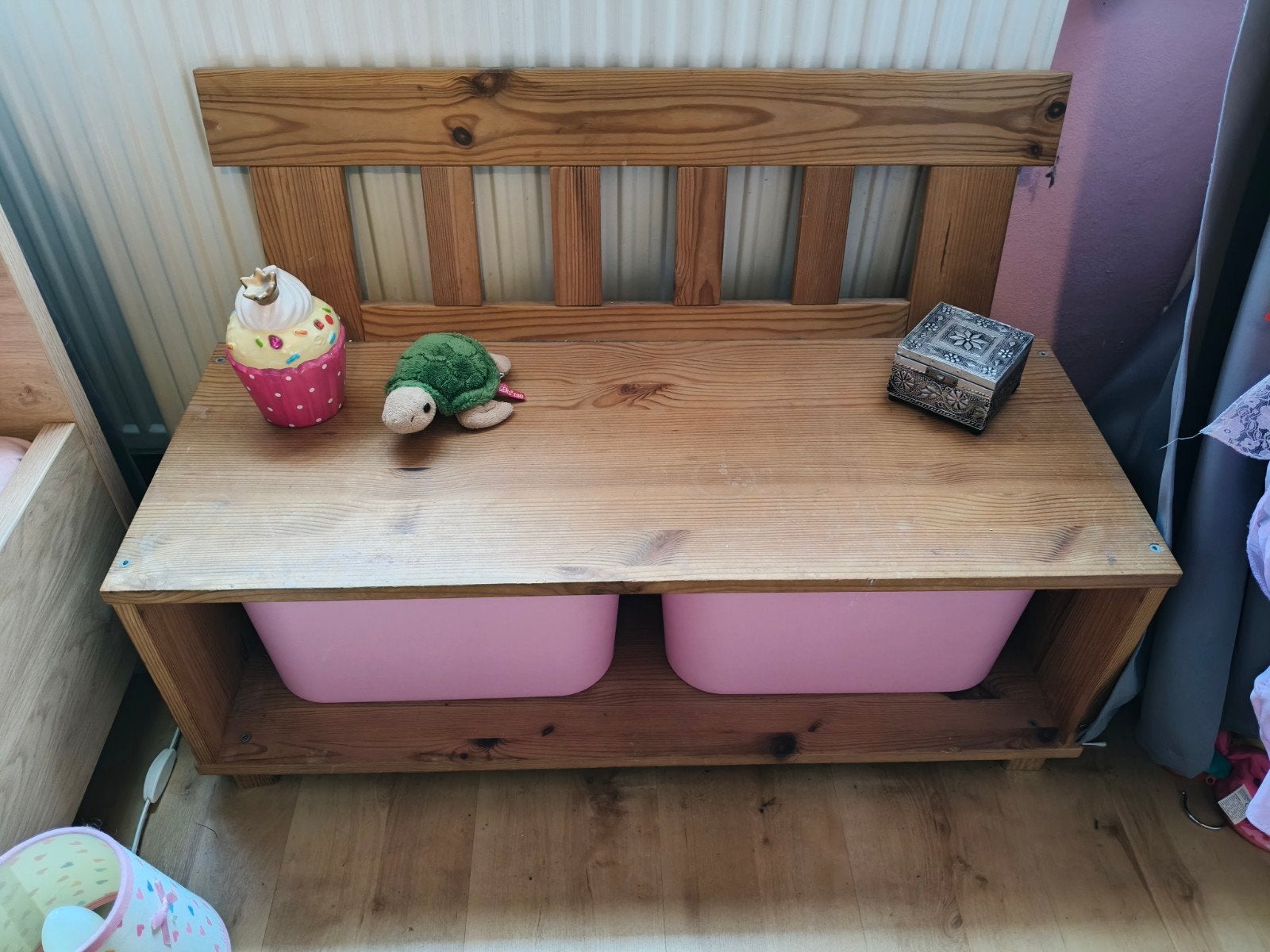 houten bankje met 2 trofast Ikea bakken, Ophalen, Gebruikt