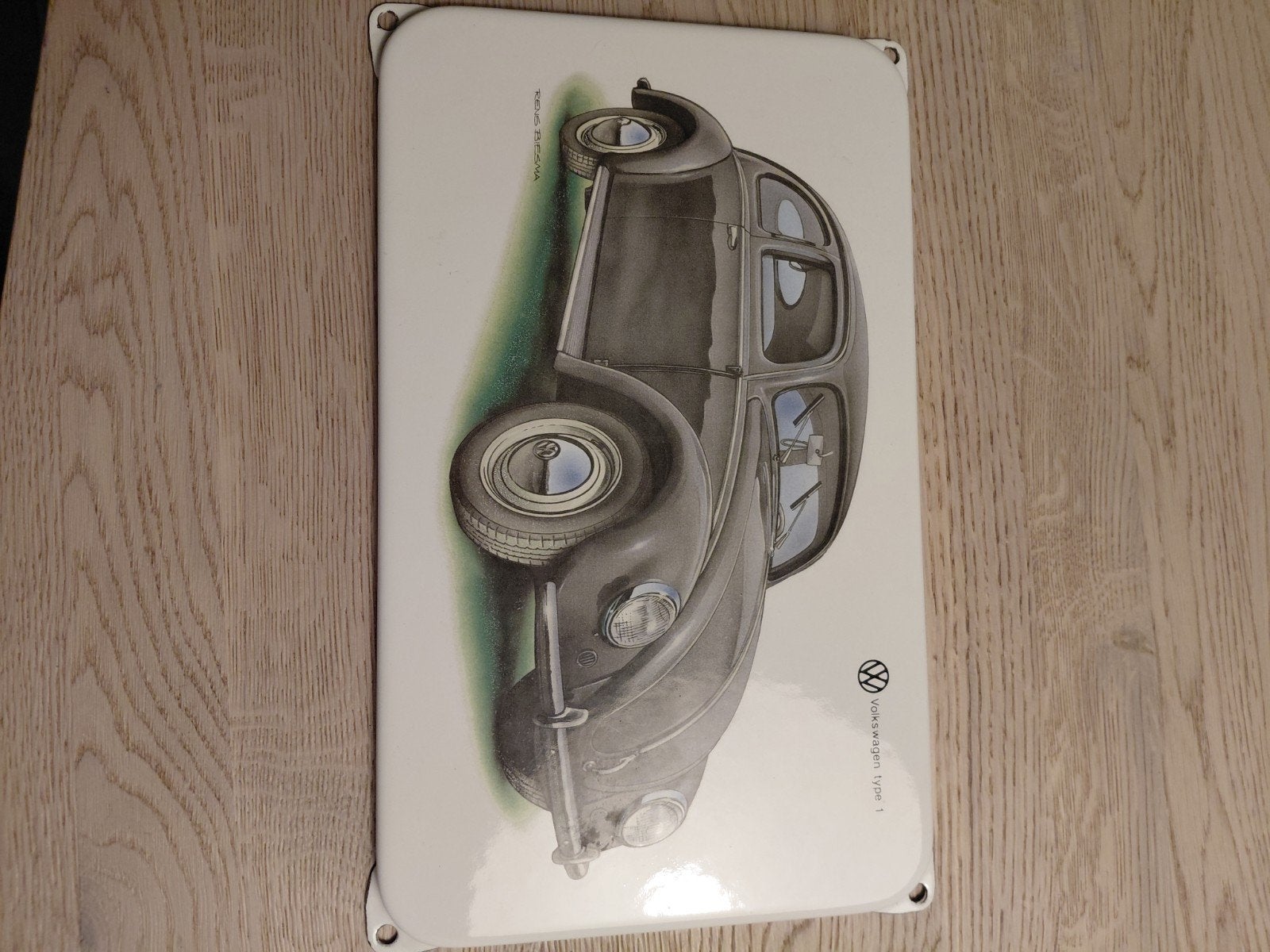 Emaille reclamebord Volkswagen Kever - RENS BIESMA, Ophalen