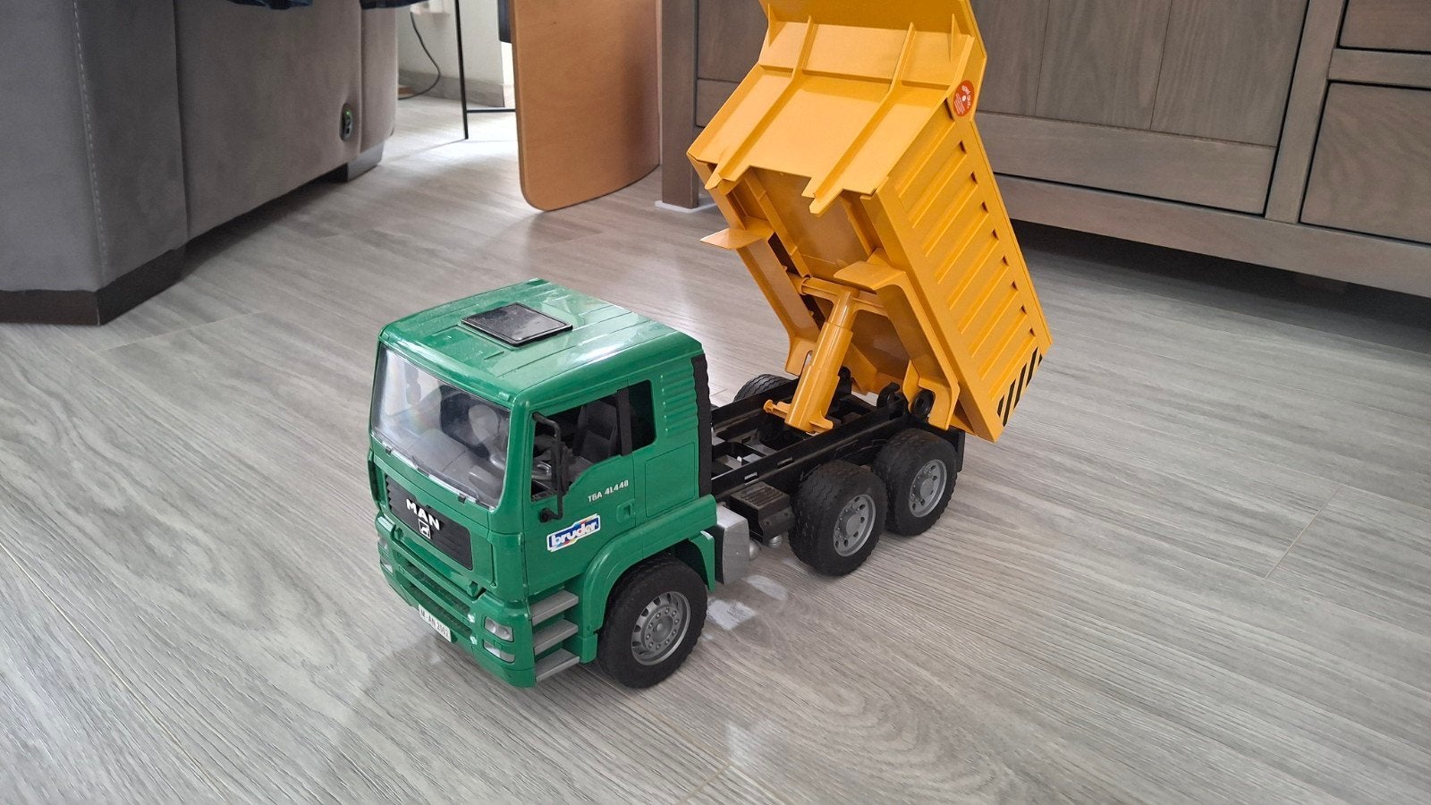 Bruder MAN TGA Kiepwagen - Groen/Geel Speelgoedtruck, Ophalen, Gebruikt
