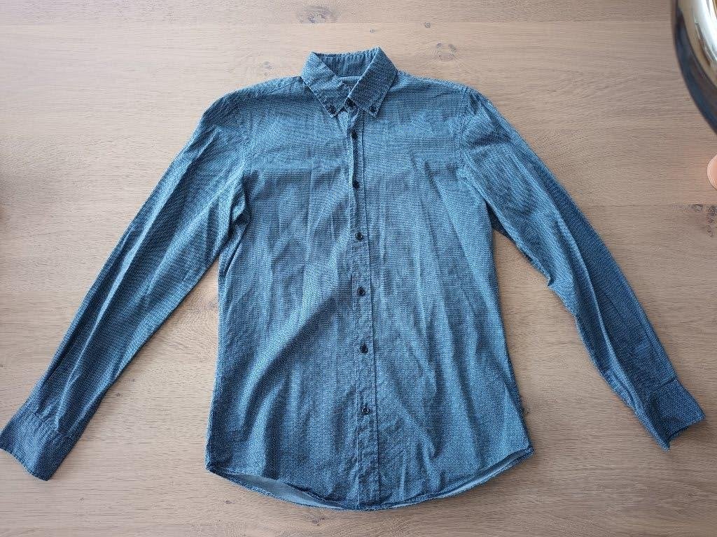 Overhemd C&A Angelo Litrico maat S 37 38 blauw blauwe, Blauw, Halswijdte 38 (S) of kleiner, Gedragen, C&A