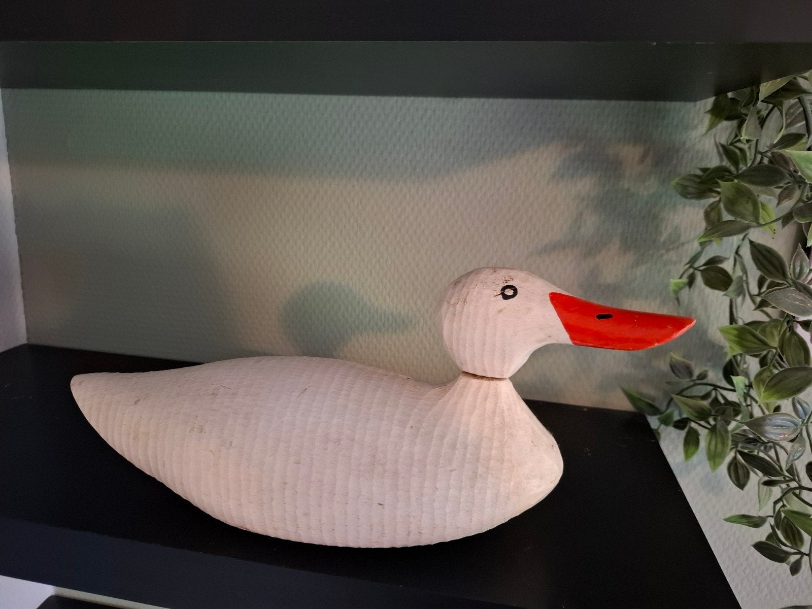 Houten decoratieve eend, handgesneden, Huis en Inrichting, Hout, Gebruikt, Ophalen of Verzenden, Landelijk