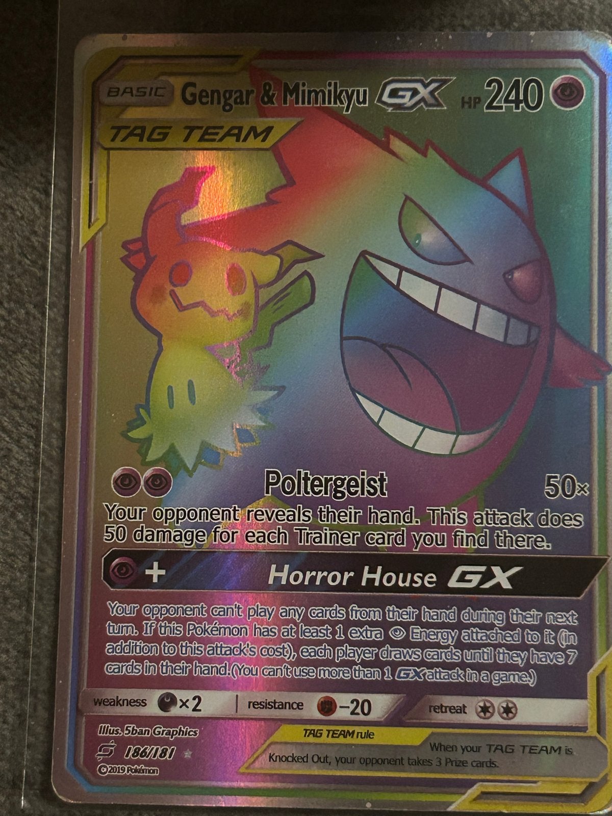 Gengar & Mimikyu GX en Raichu & Alolan Raichu GX Pokémon kaa, Ophalen of Verzenden, Zo goed als nieuw, Meerdere kaarten, Foil