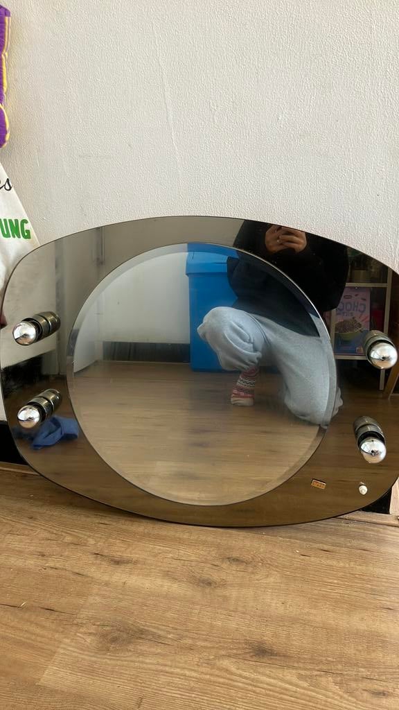 Vintage mirror with lights, Huis en Inrichting, Woonaccessoires | Spiegels, Ophalen, Gebruikt, 75 tot 100 cm, Minder dan 100 cm