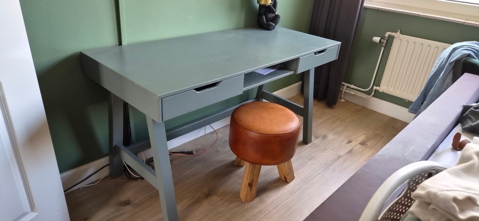 Mooi Woood bureau Nikki met 2 lades - Jade groen, Ophalen, Met lades, Groen, Gebruikt