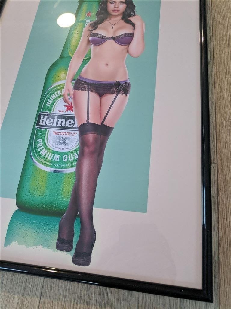 HEINEKEN BIER Reclame Bar mancave Poster in Lijst, Verzenden, Nieuw, Reclamebord, Plaat of Schild, Heineken