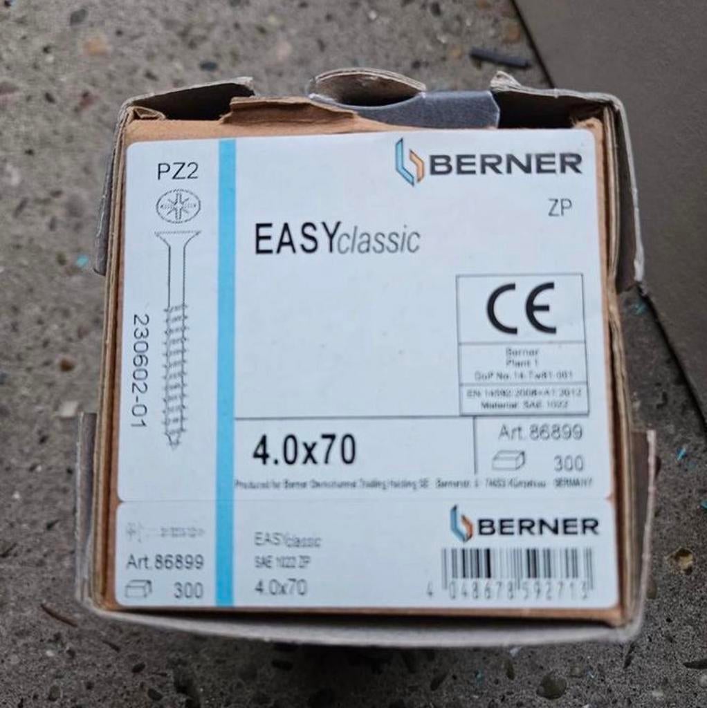 Berner EASYclassic Schroeven 4.0x70mm, Ophalen of Verzenden, Gebruikt