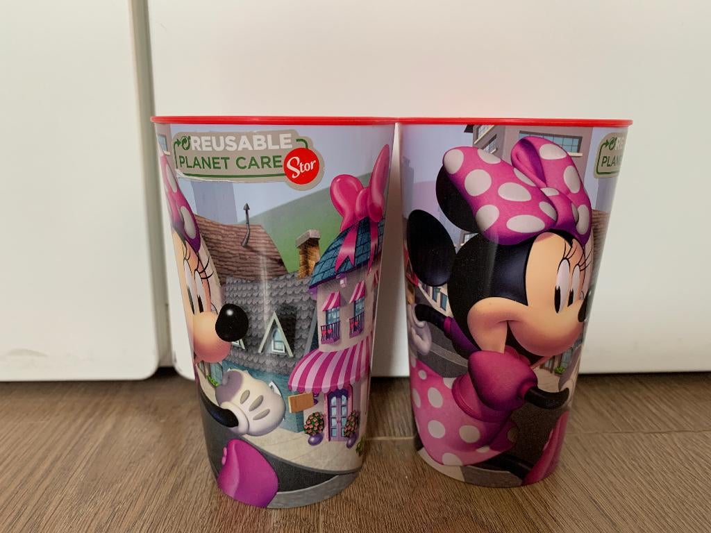 2 nieuwe kunststof bekers Minnie Mouse, Ophalen of Verzenden, Nieuw