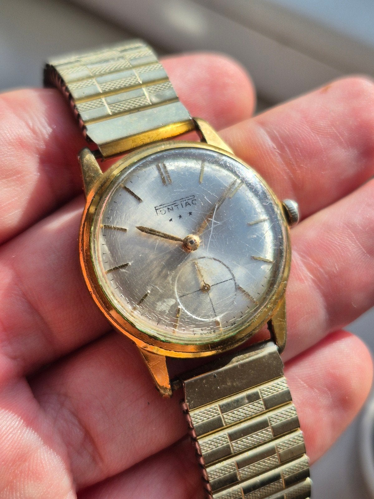 Vintage Pontiac *** Polshorloge Handwinder - Jaren '60, Ophalen of Verzenden, Pontiac Watch Co., Info@pontiacwatches.com, Overige merken