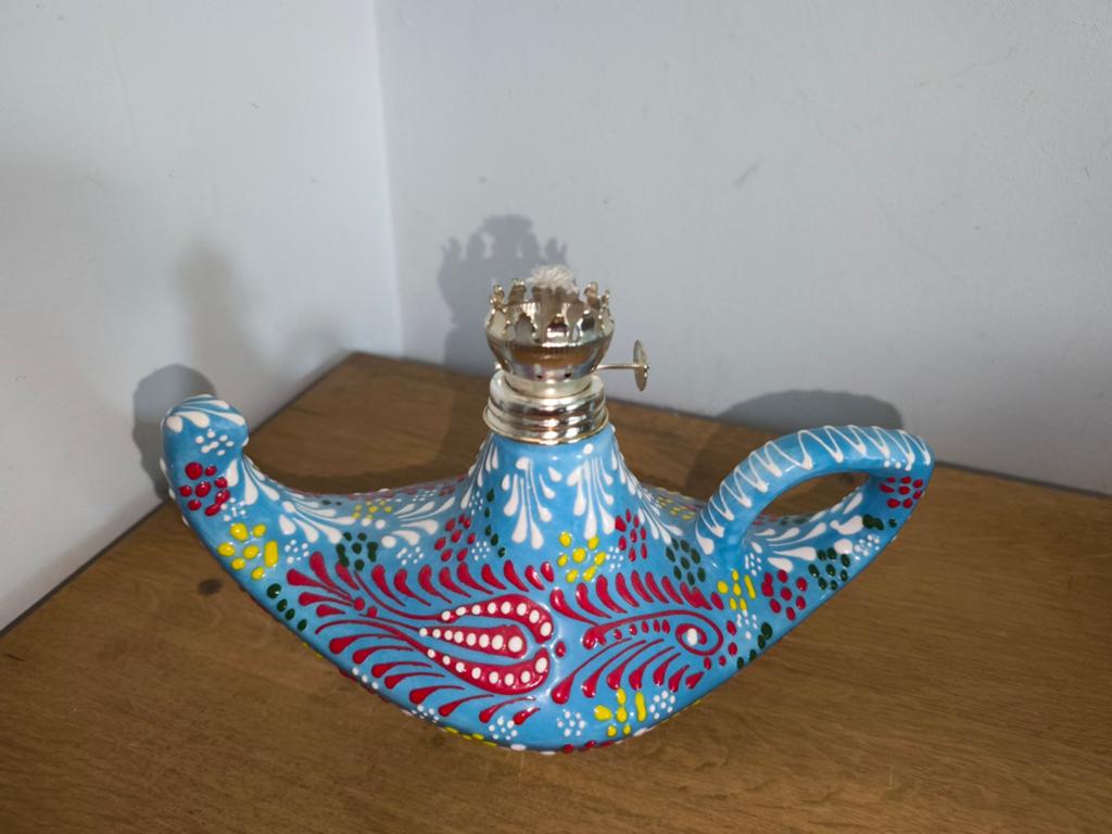 Aladdin olielamp van porselein, handgeschilderd, Ophalen of Verzenden