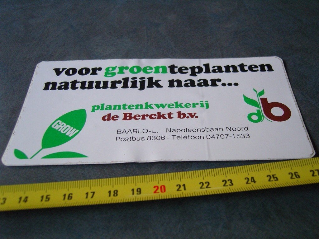 sticker Baarlo (L) Plantenkwekerij de Berckt bv  Grow, Ophalen of Verzenden, Zo goed als nieuw