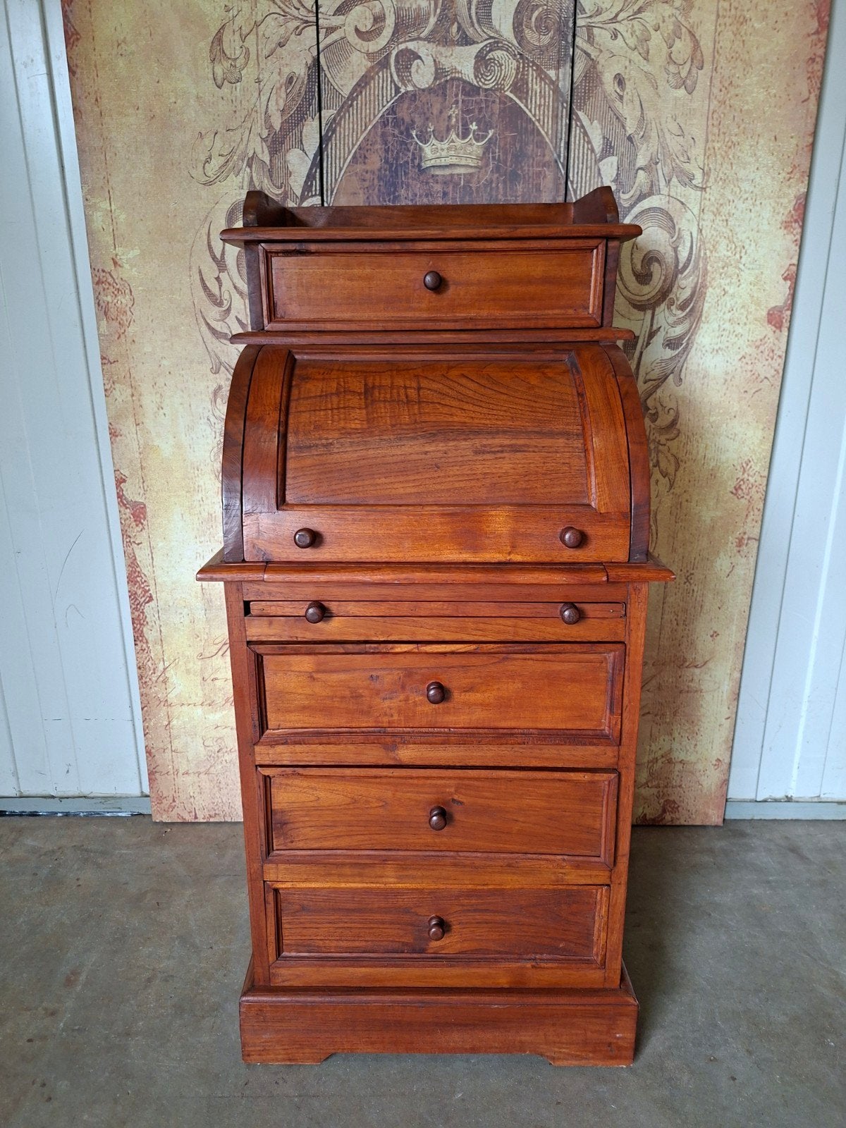 Teakhouten secretaire, damesbureau desk, afm. 54x53cm en 115