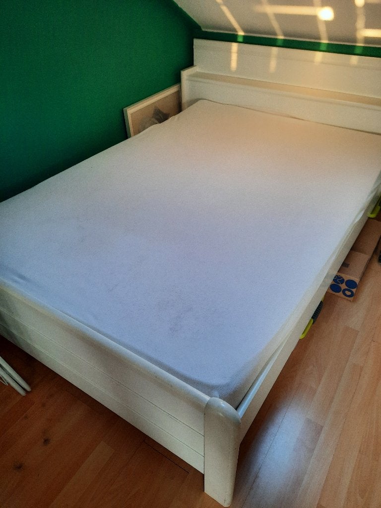 Bed, Huis en Inrichting, Ophalen, Gebruikt, Wit, Tweepersoons