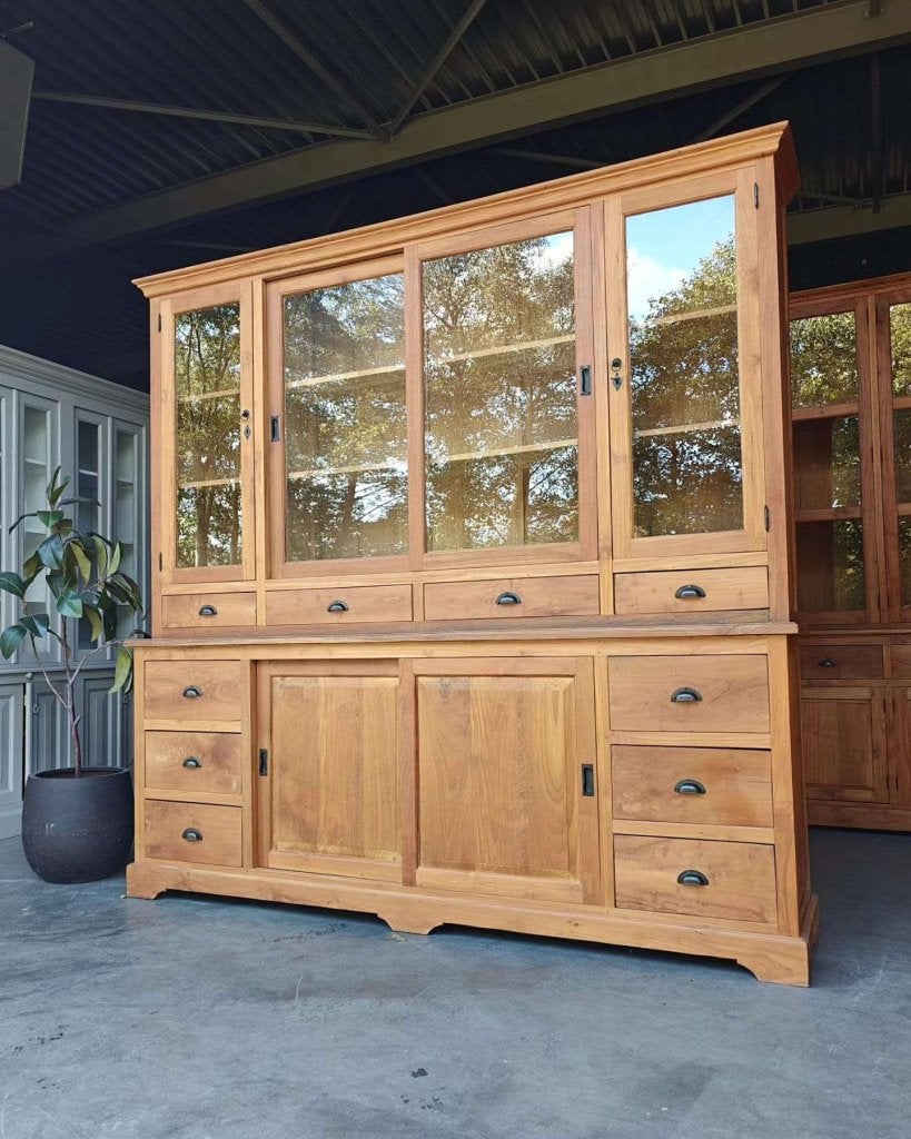 Mooie grote teakhouten winkelkast | Buffetkast teak #6231, Gebruikt, -, 200 cm of meer, -